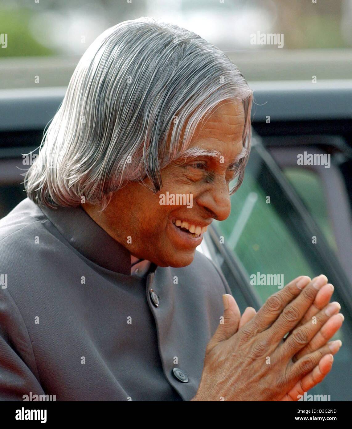 (dpa) - Indian President Abdul Kalam greets the German President in New Delhi, India, 3 March 2003. Stock Photo