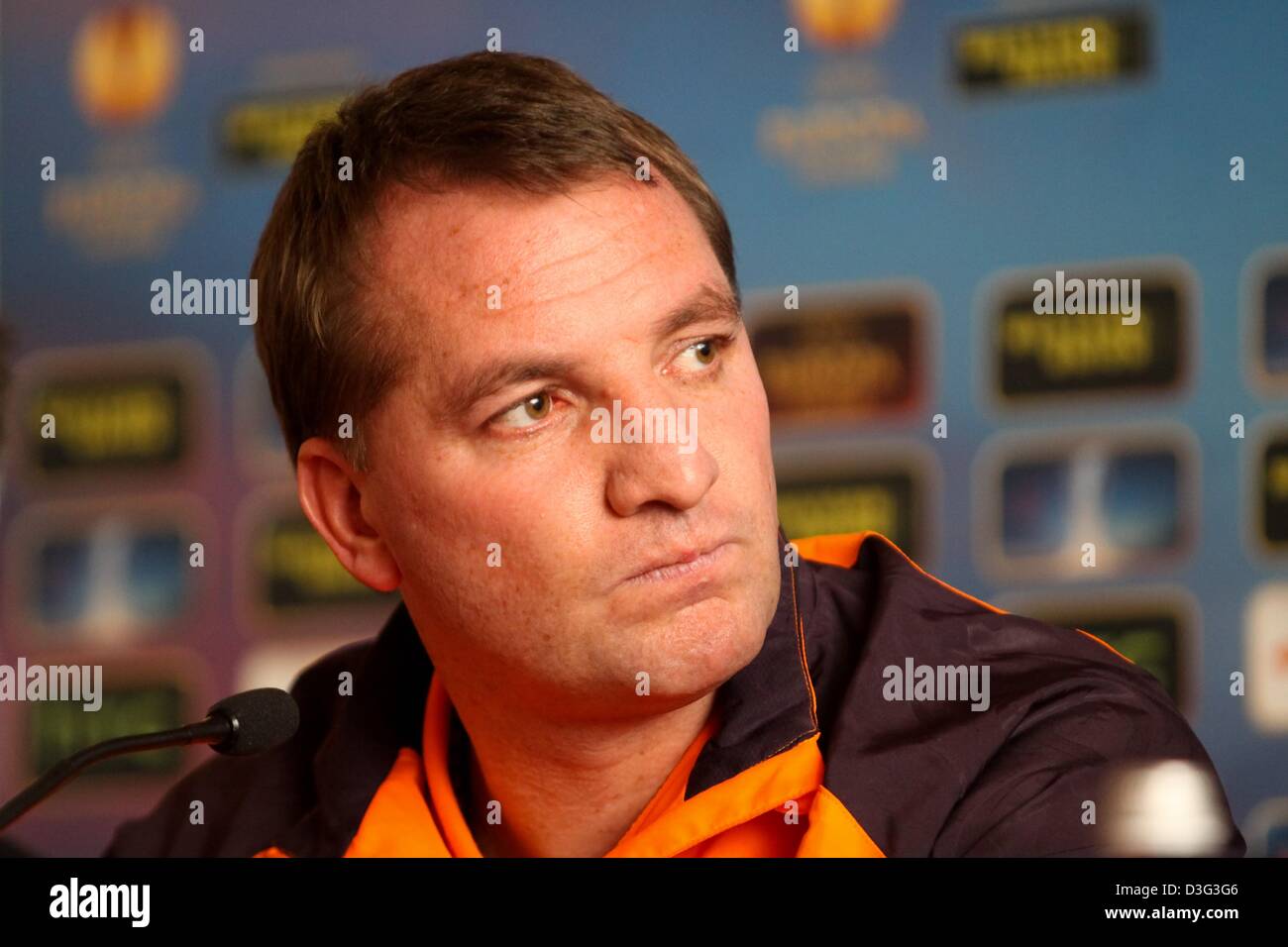 Feb. 13, 2013 - St. Petersburg, Russia - February 14,2013.St.Petersburg,Russia. UEFA Europa League. FC Zenit vs Liverpool FC. Pictured: Brendan Rodgers, manager of Premier League club Liverpool at the press conference in St.Petersburg. (Credit Image: © Trend/PhotoXpress/ZUMAPRESS.com) Stock Photo
