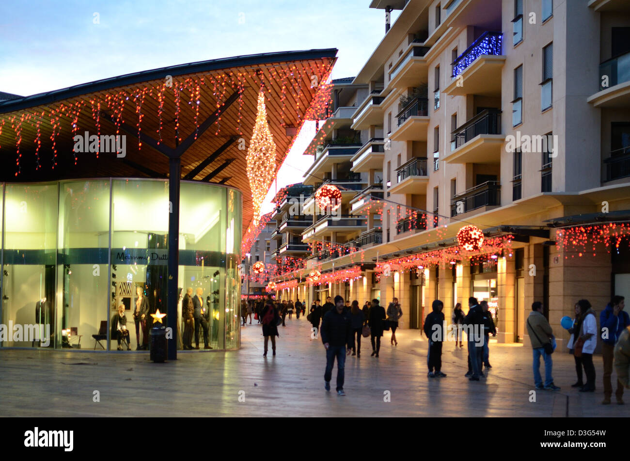 Allées Provencales Modern Shopping Centre or Shopping Mall at Dusk Aix-en-Provence Provence France Stock Photo