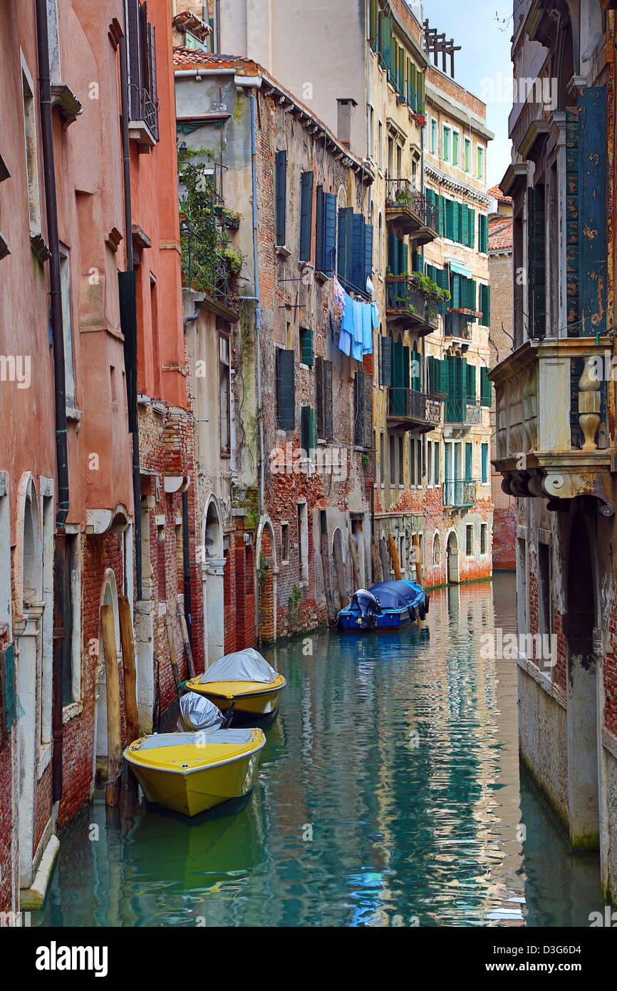 Buildings along a canal in Venice, Italy Stock Photo