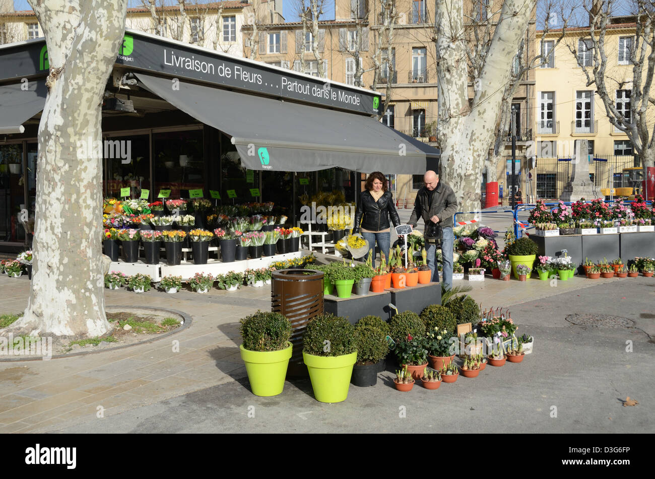 Florist, Florists, Shop or Flower Market at La Rotonde Aix-en-Provence Provence France Stock Photo