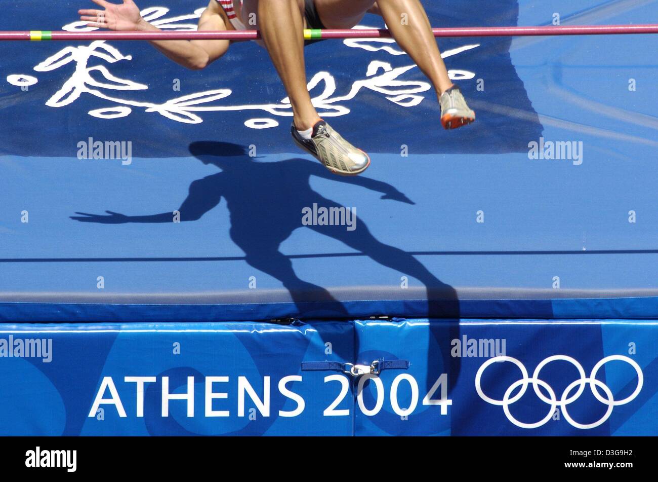 (dpa) - German Claudia Tonn succesfully jumps over the bar during the heptahlon high jump competition at the 2004 Olympic Games in Athens, Saturday 20 August 2004. Stock Photo
