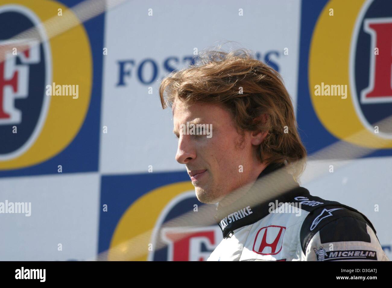 dpa Jenson Button Team Bar Honda On The Podium After Finishing In dpa Jenson Button Team Bar Honda On The Podium After Finishing In