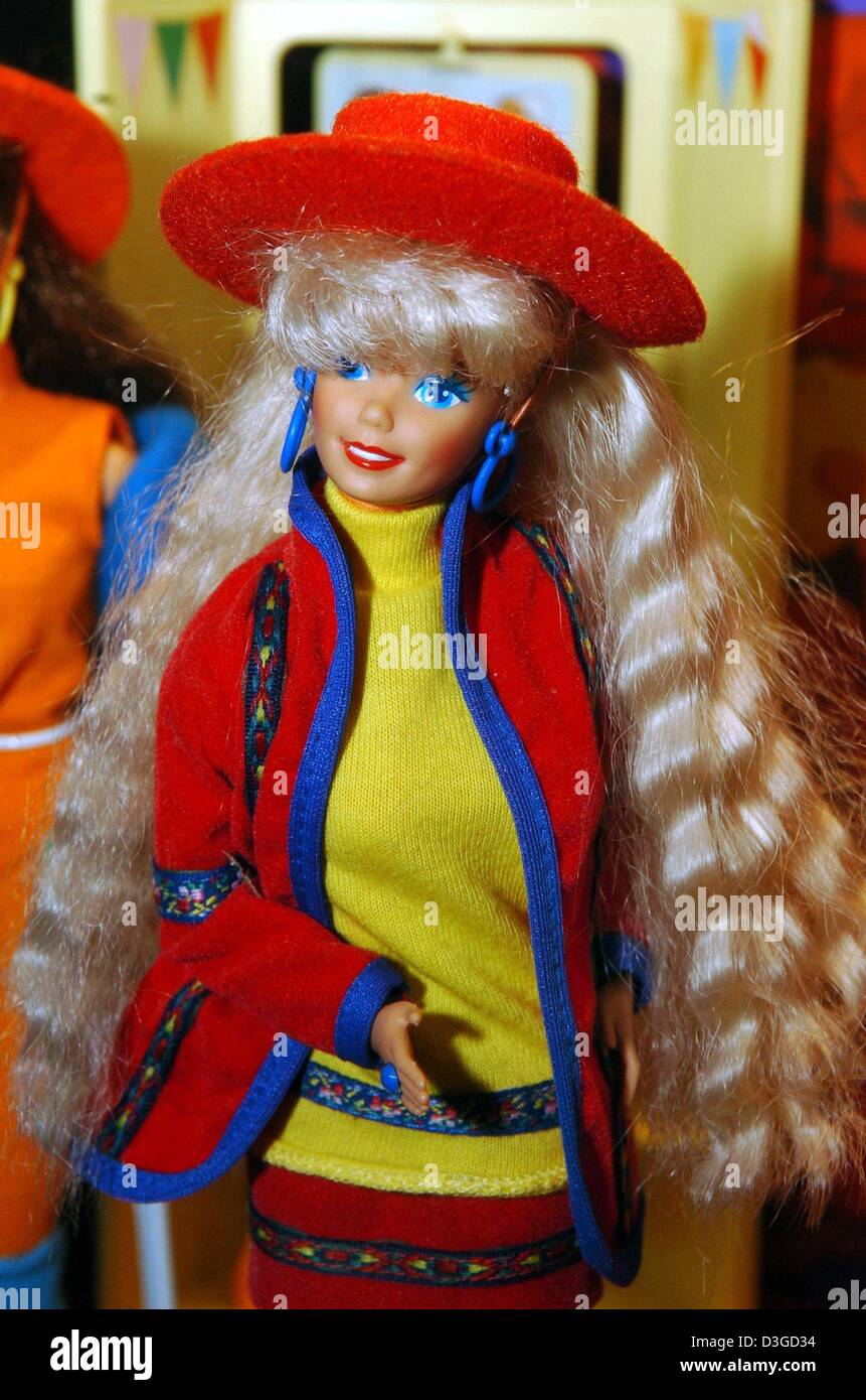 dpa) - A Barbie doll from the 1990s is on display at the exhibition 'World  of Barbies' in Munich, Germany, 7 October 2004. Altogether about 1,000 Barbie  dolls are presented, including rare,
