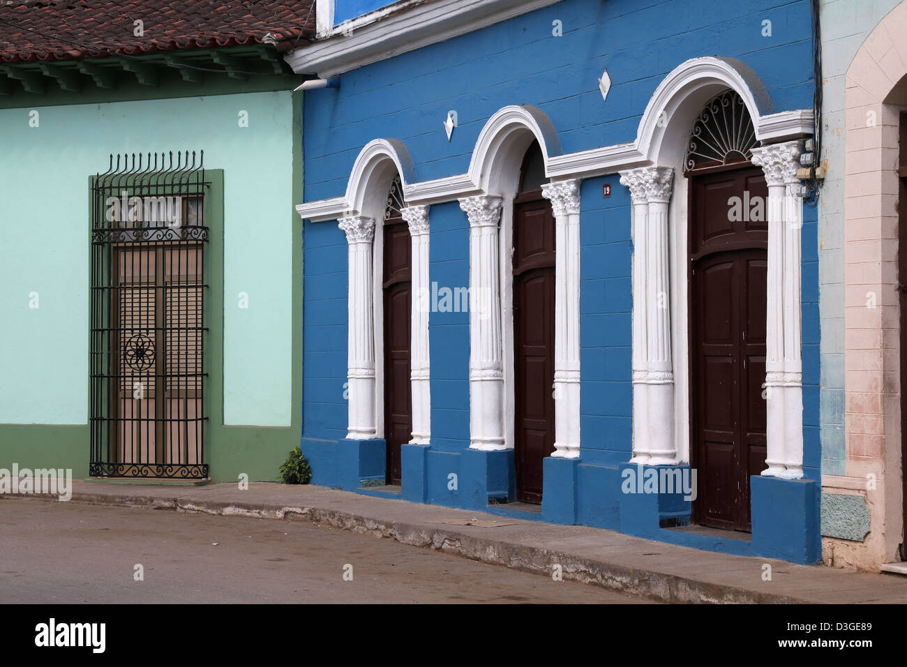 Sancti Spiritus, Cuba - colonial architecture. Colorful street view. Stock Photo