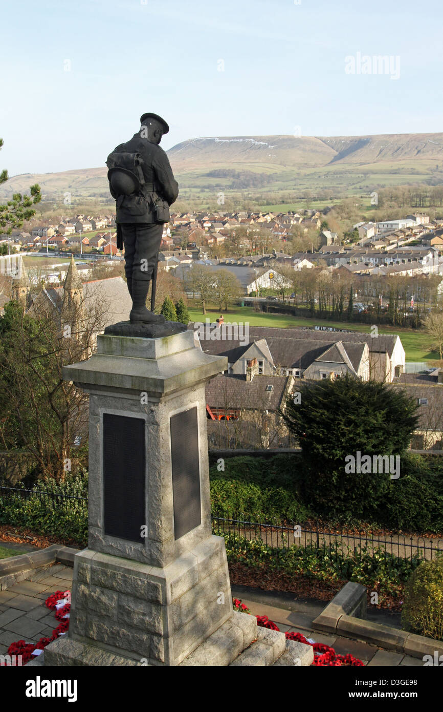 The war memorial at Clitheroe Castle which looks out towards Pendle