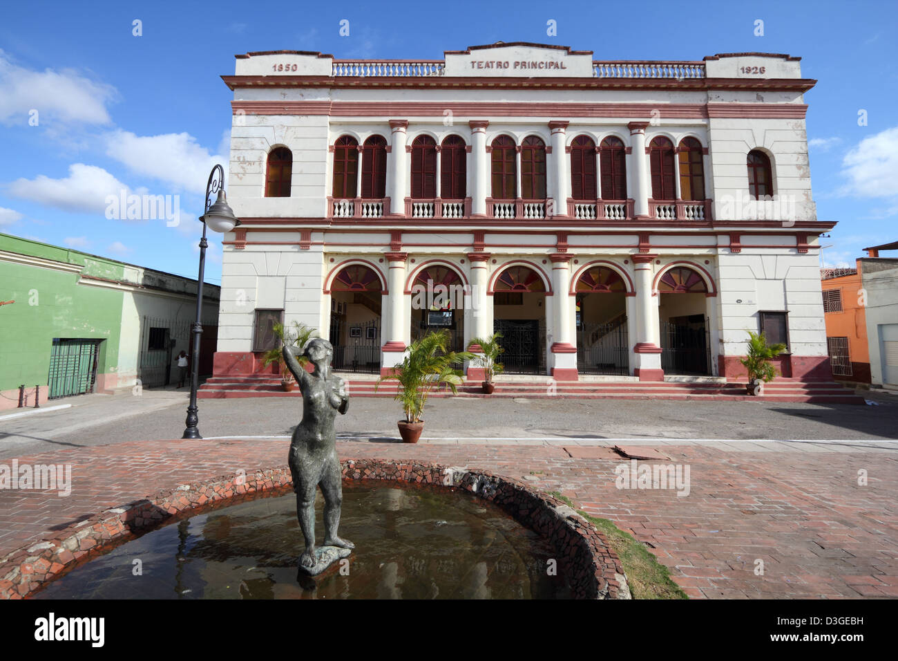 Camaguey, Cuba - old town listed on UNESCO World Heritage List. Teatro Principal - the theatre. Stock Photo