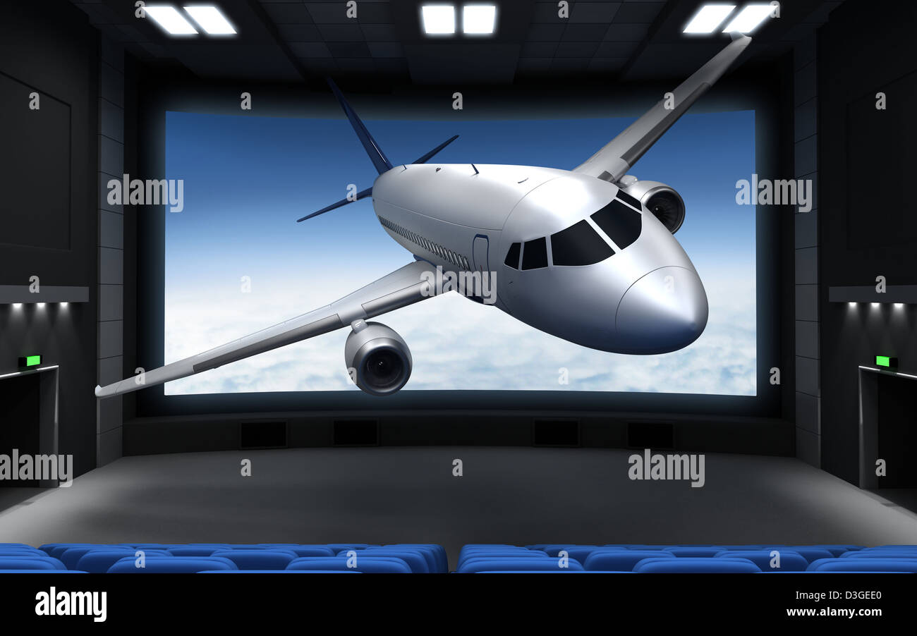 Cinema and airplane (done in 3d Stock Photo - Alamy