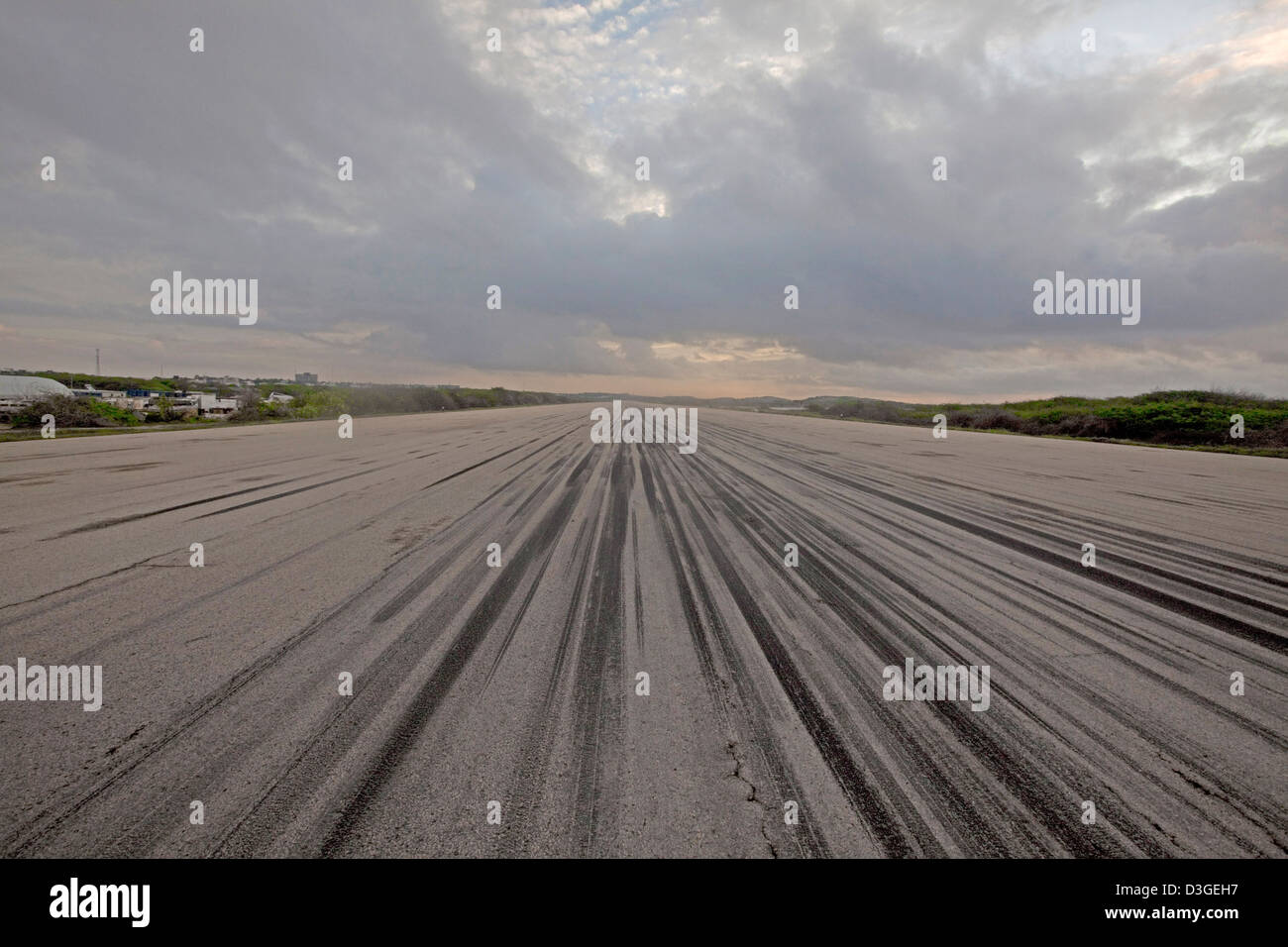 An early morning view on the runway at the Aden Ade International Airport. Stock Photo