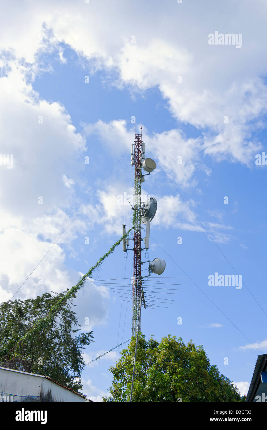 radio and telecommunications signal tower or antenna in sierpe costa rica Stock Photo