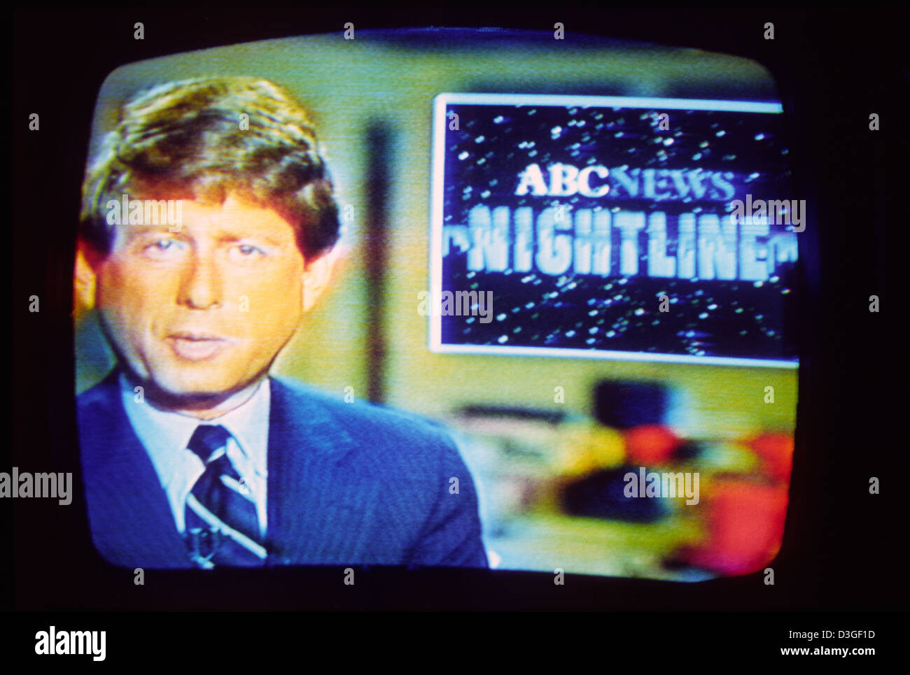 Abc News Nightline Wth Ted Kopplan From 1980s Usa Stock Photo Alamy