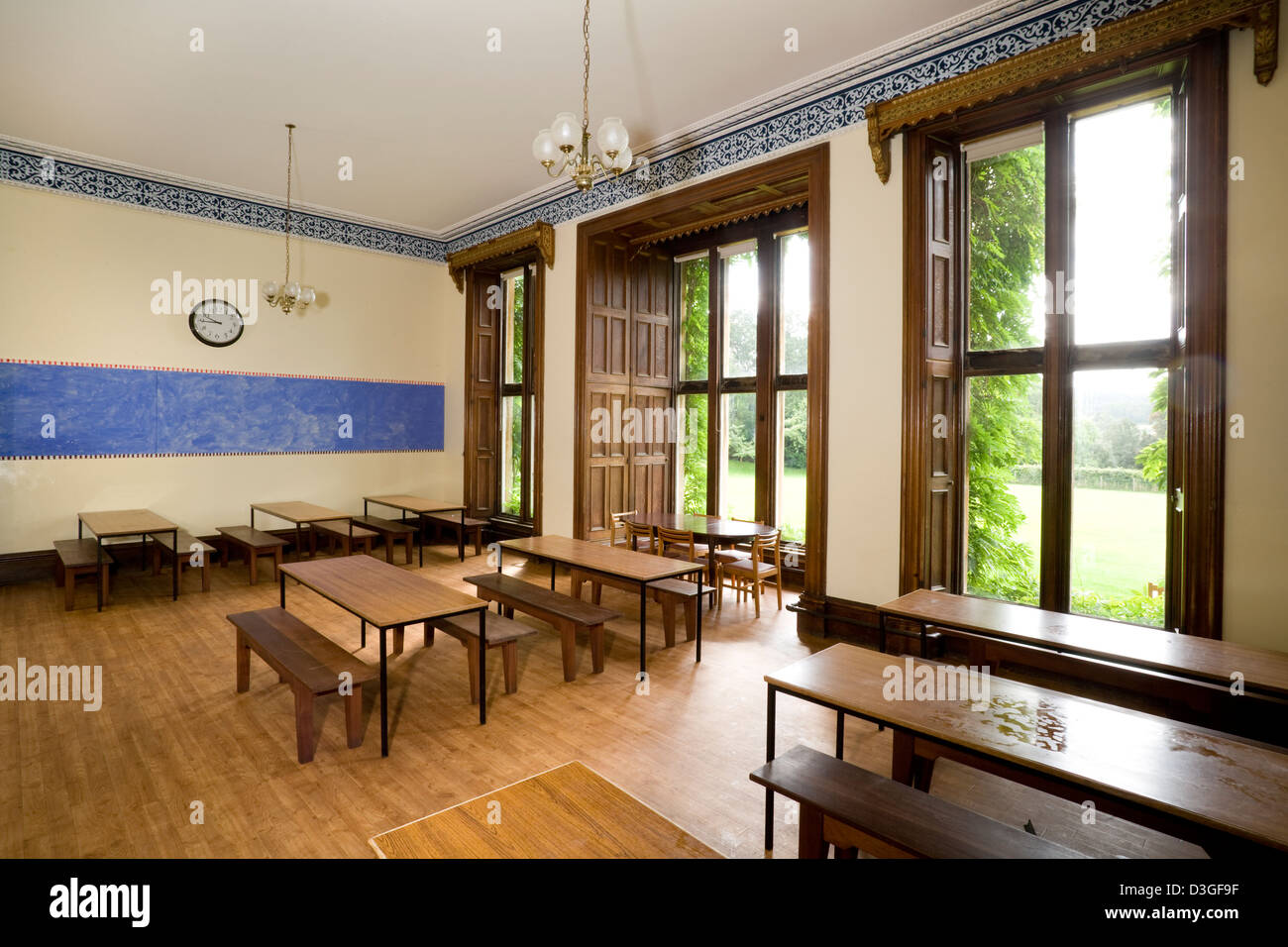 Former classrooms in a redundant private school building. Stock Photo