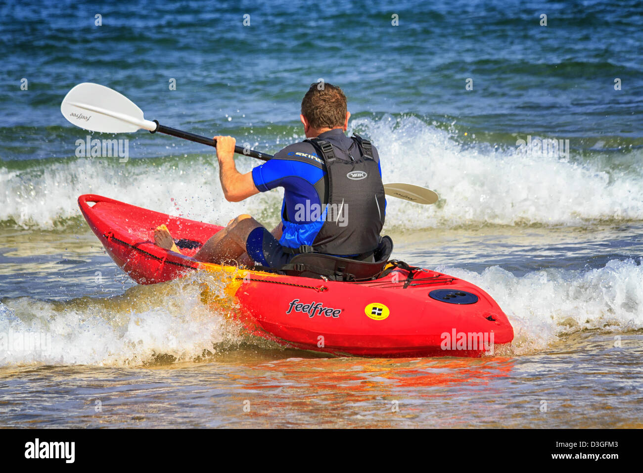 Mature man with a canoe, Harlyn Bay, Cornwall, England Stock Photo Alamy