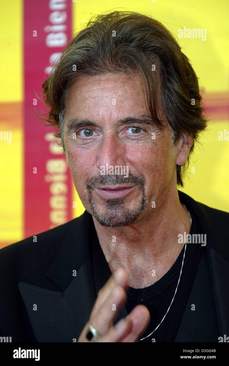 (dpa) - US actor Al Pacino gestures during a press conference for his film 'The Merchant of Venice', which runs out of competition at the 61st Venice Film Festival, Italy, 4 September 2004. Stock Photo