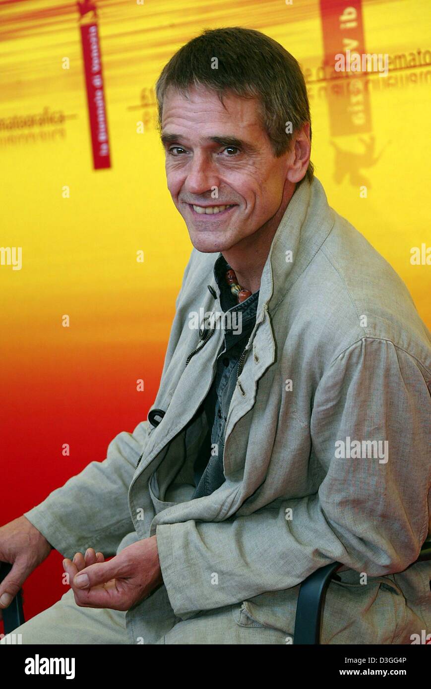 (dpa) - British actor Jeremy Irons pictured during a press conference for his film 'The Merchant of Venice', which runs out of competition at the 61st Venice Film Festival, Italy, 4 September 2004. Stock Photo