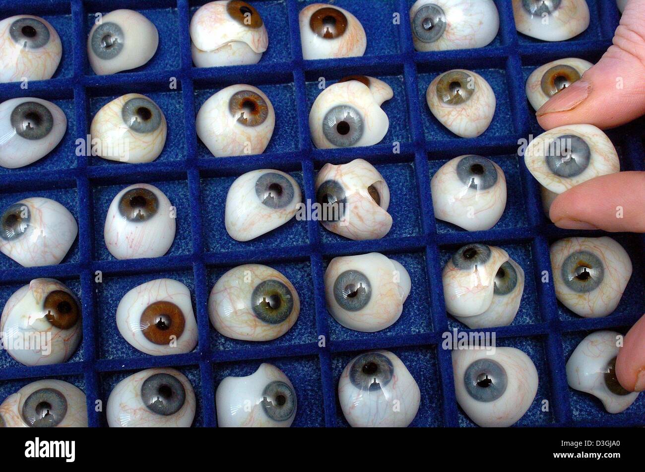 (dpa) Glass eyes are presented at Augenprothetik Lauscha eye