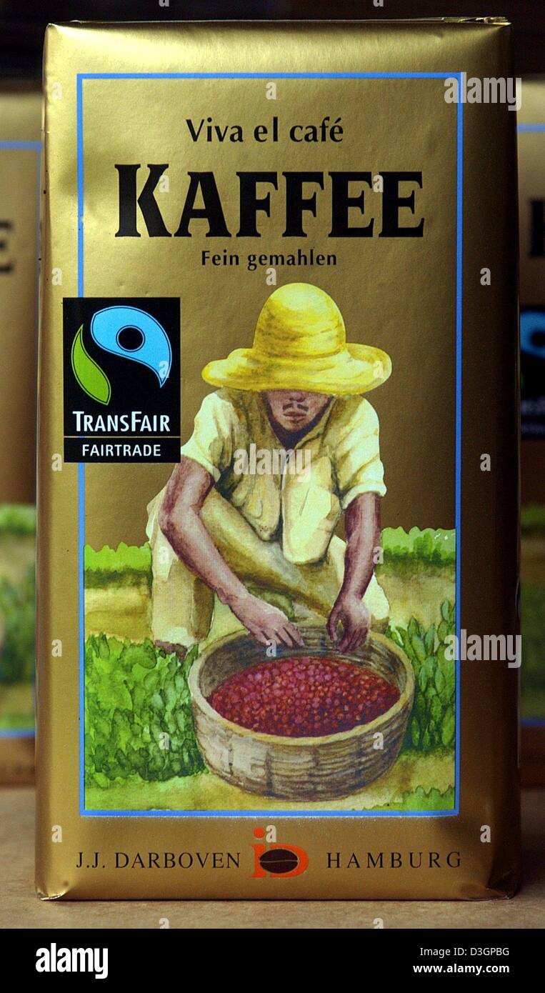 dpa) - A pack of TransFair coffee at the coffee producer J.J. Darboven in  Hamburg, 25 February 2004. J.J. Darboven produces TransFair coffee since  1993. The fair-trade coffee which originates from small