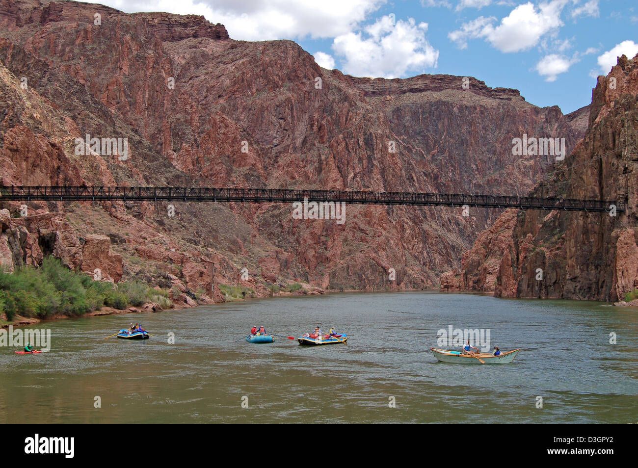 The Black Bridge at Grand Canyon National Park connects Phantom Ranch ...