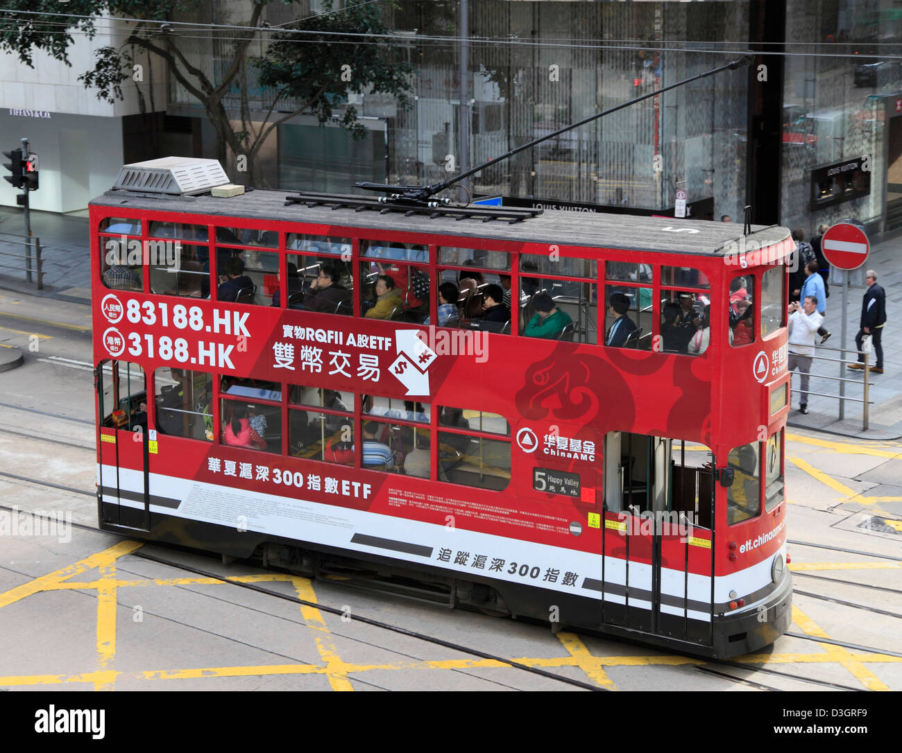 China, Hong Kong, Central district, tramways, traffic, transportation, Stock Photo