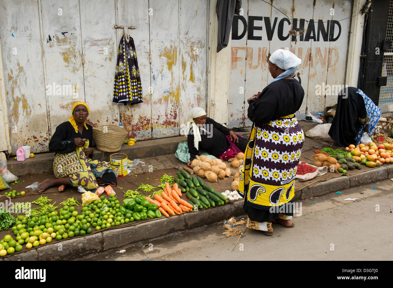 Vegetable store, MacKinnon Market, Old Town, Mombasa, Kenya Stock Photo