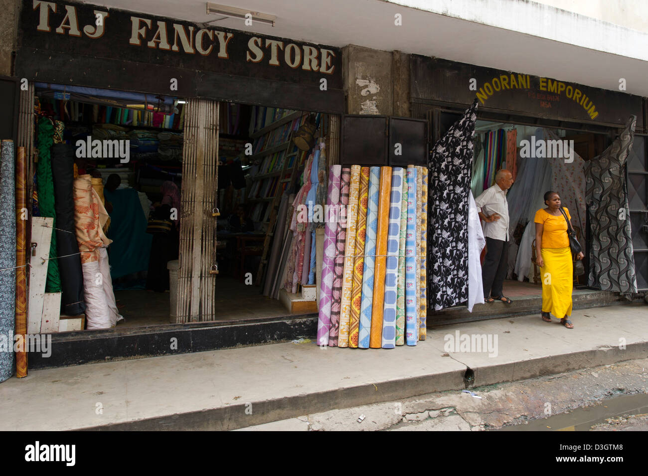 Textile shops in Biashara street, Mombasa, Kenya Stock Photo Alamy