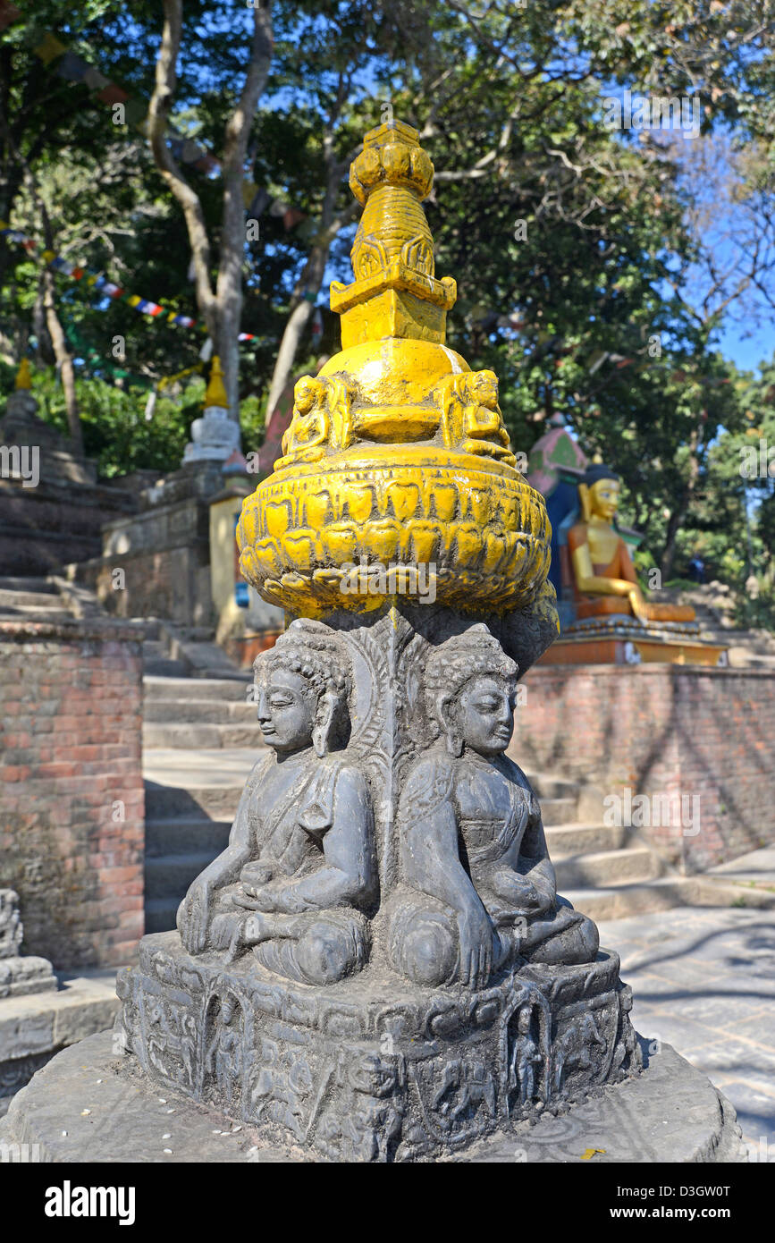 buddha statue Swayambhunath temple Kathmandu Nepal Stock Photo