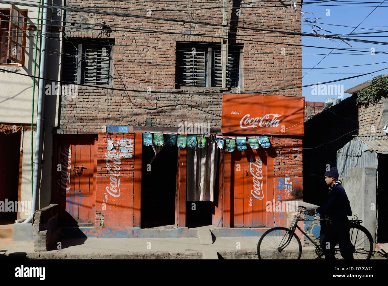 bar with Coca Cola advertising Kathmandu Nepal Stock Photo