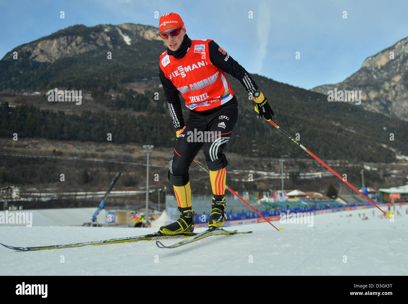 Val di Fiemme, Italy. 19th February 2013. Eric Frenzel of Germany in action during the Nordic Combined training session at the Nordic Skiing World Championships. Photo: Hendrik Schmidt/dpa +++(c) dpa - Bildfunk+++/Alamy Live News Stock Photo