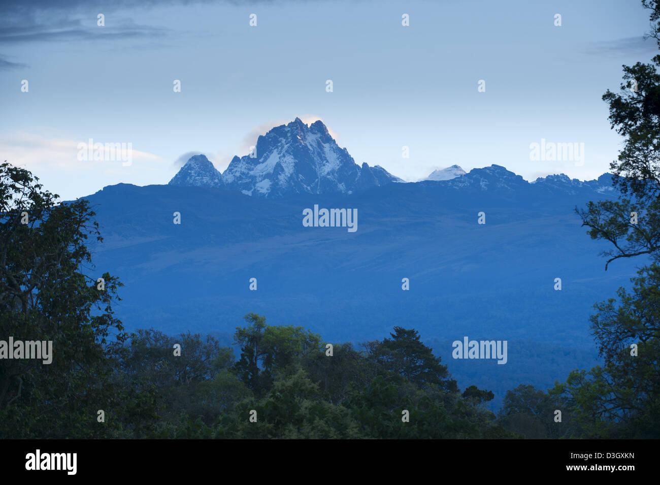 Peak of Mount Kenya at sunrise, Mount Kenya National Park, Kenya Stock