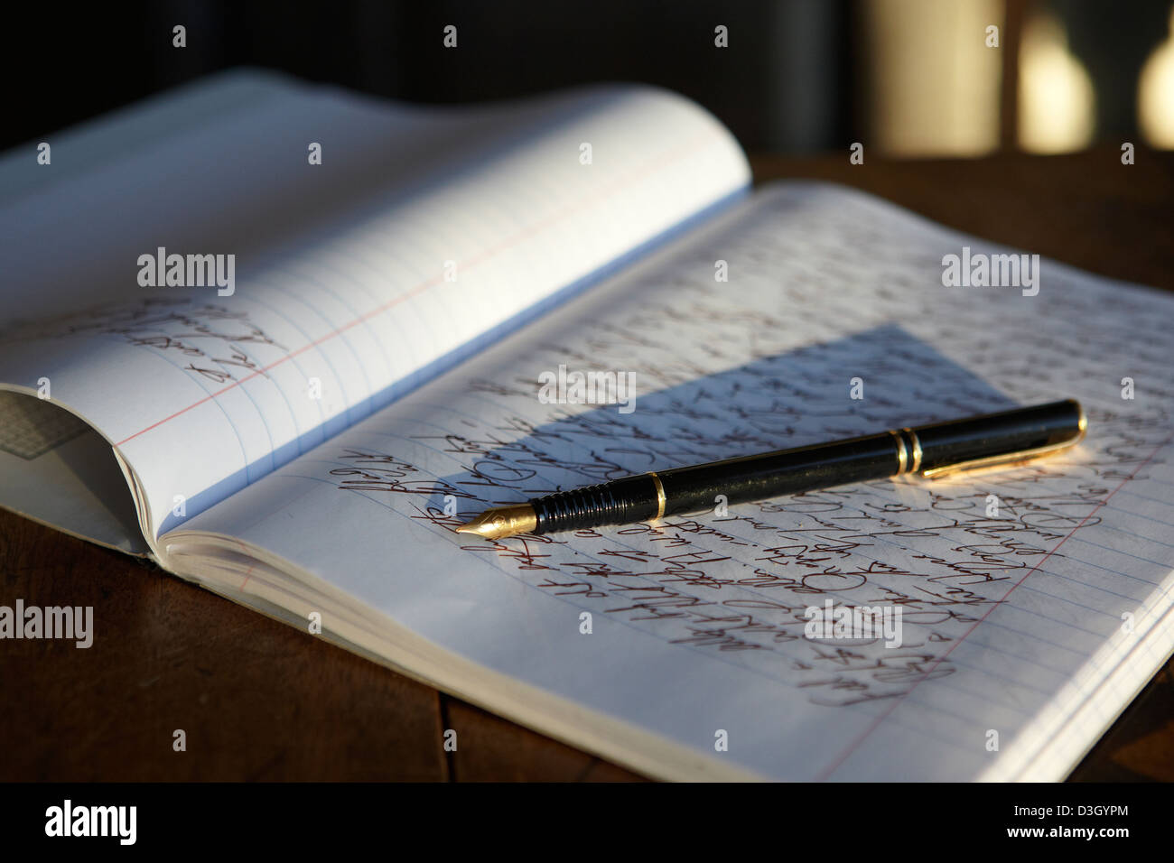 open journal notebook and fountain pen Stock Photo