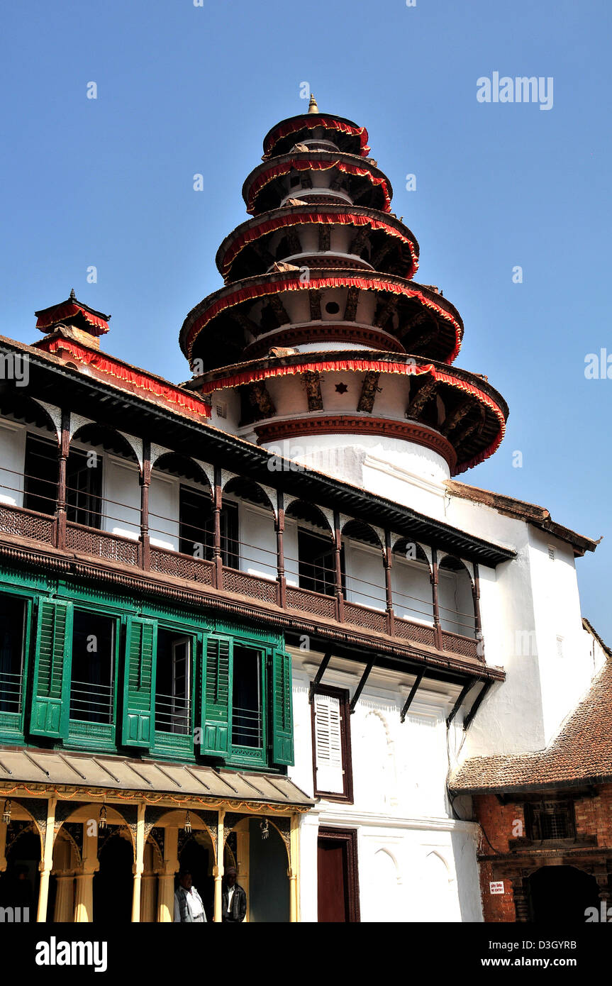 tower of Hanuman Dhoka former Royal Palace Durbar square Kathmandu Nepal Stock Photo
