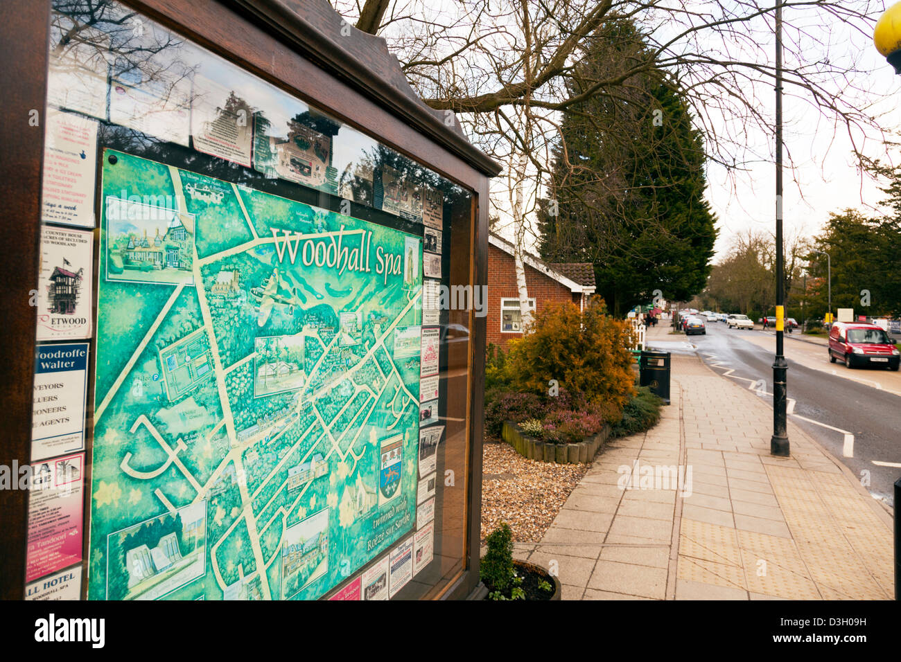 Woodhall Spa Village Lincolnshire UK England High Street parade sign