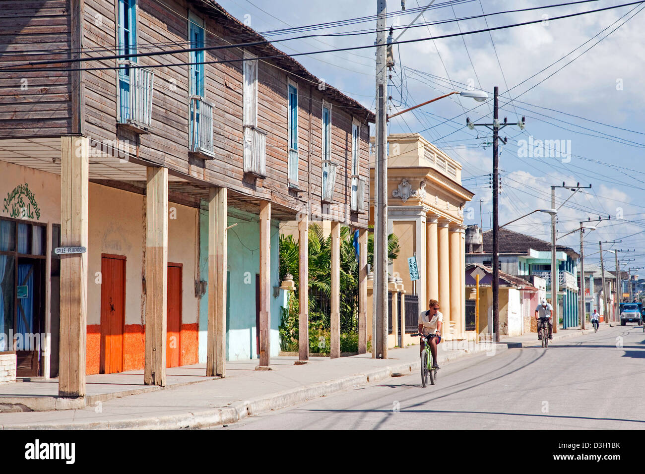 Street scene in the city Niquero, Granma, Cuba, Caribbean Stock Photo