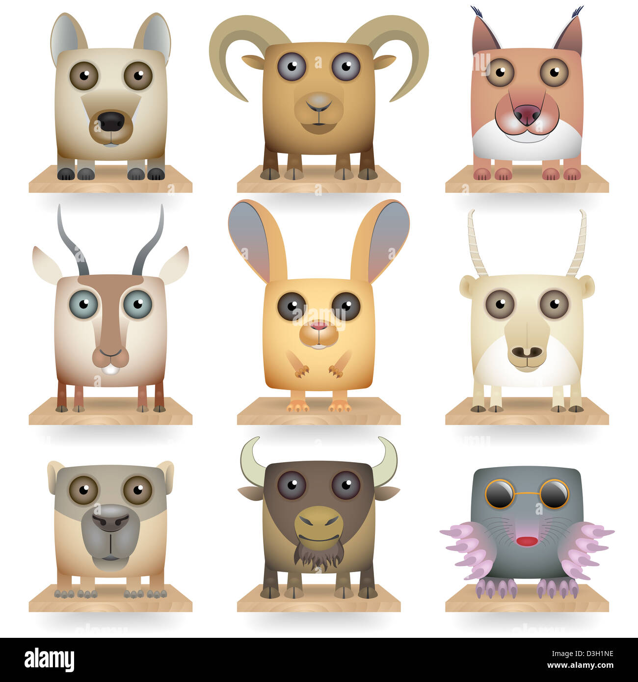 Wild animals icon set. Steppe Animals Stock Photo - Alamy