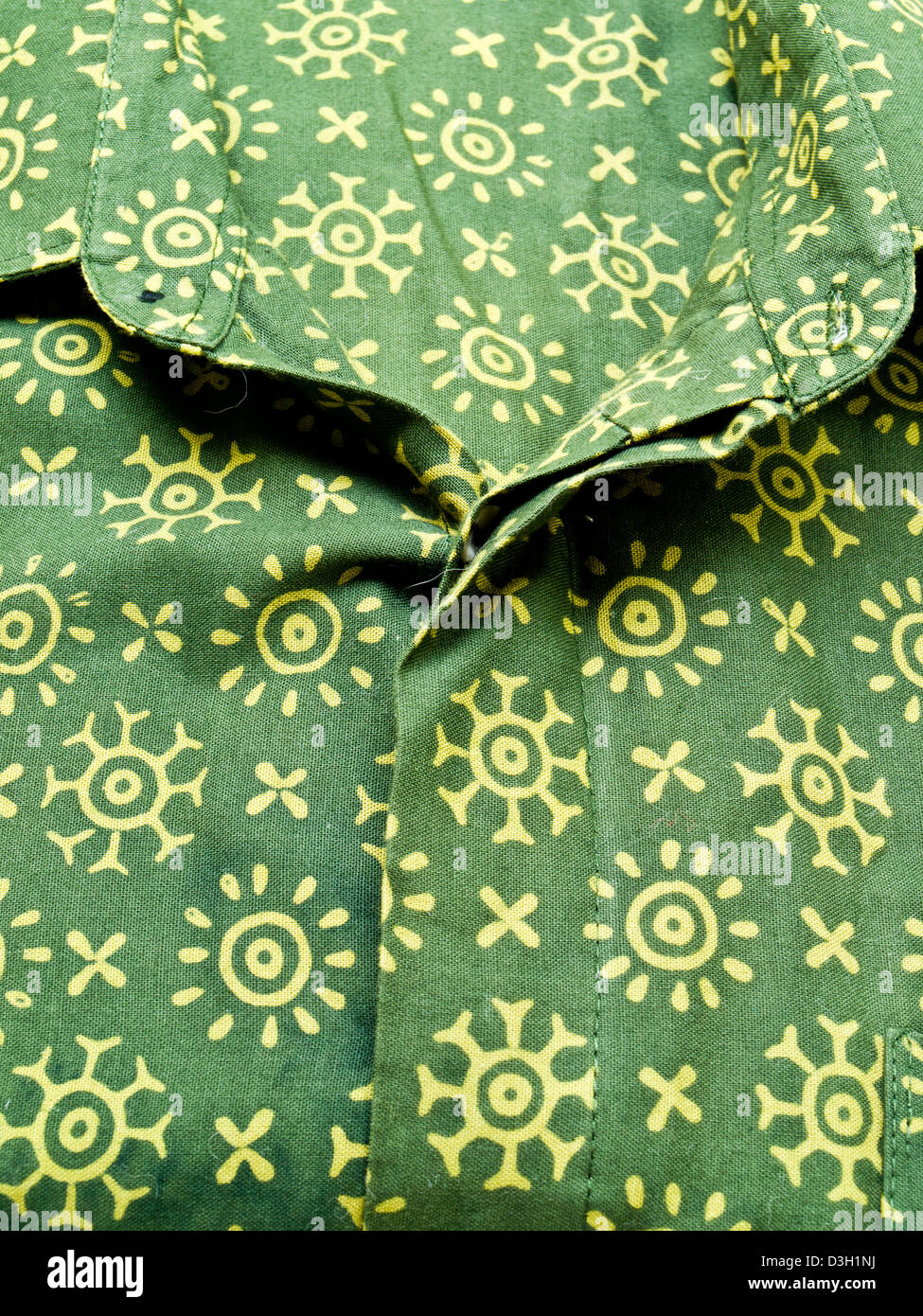 Green batik shirt from Yogyakarta, Indonesia Stock Photo