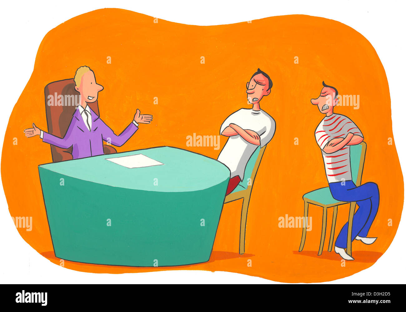 CONFLICT IN A FAMILY, DRAWING Stock Photo