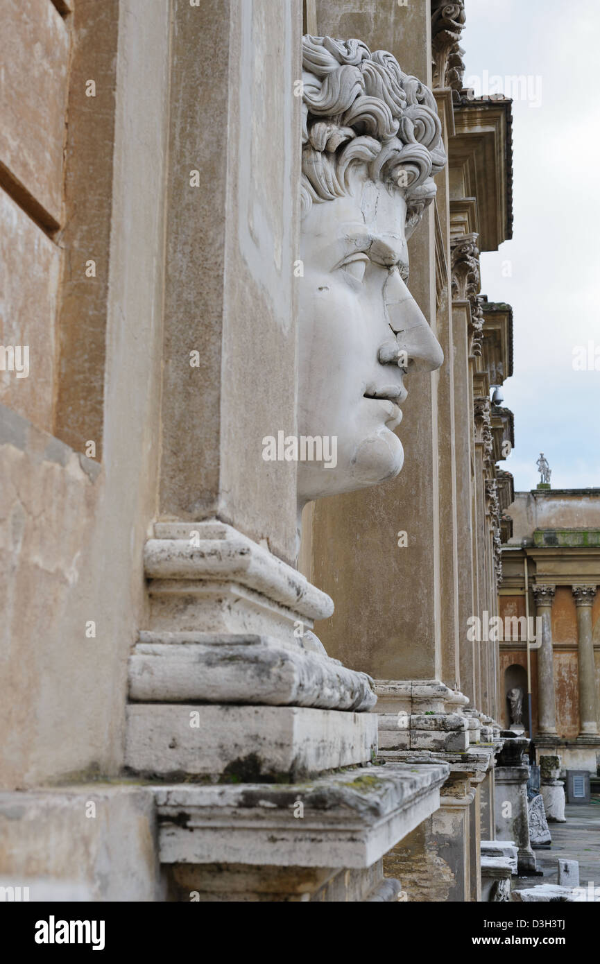 A huge marble statue / bust on display in an outside area of the Musei Vaticani / Vatican Museum in Rome, Italy. Stock Photo