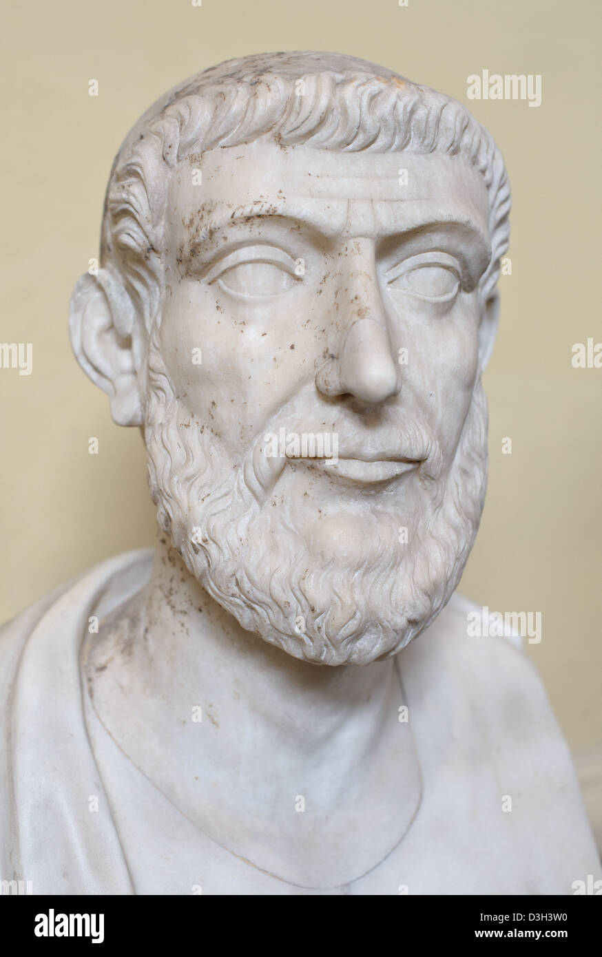 Marble busts of portraits of various ancient romans in the Vatican