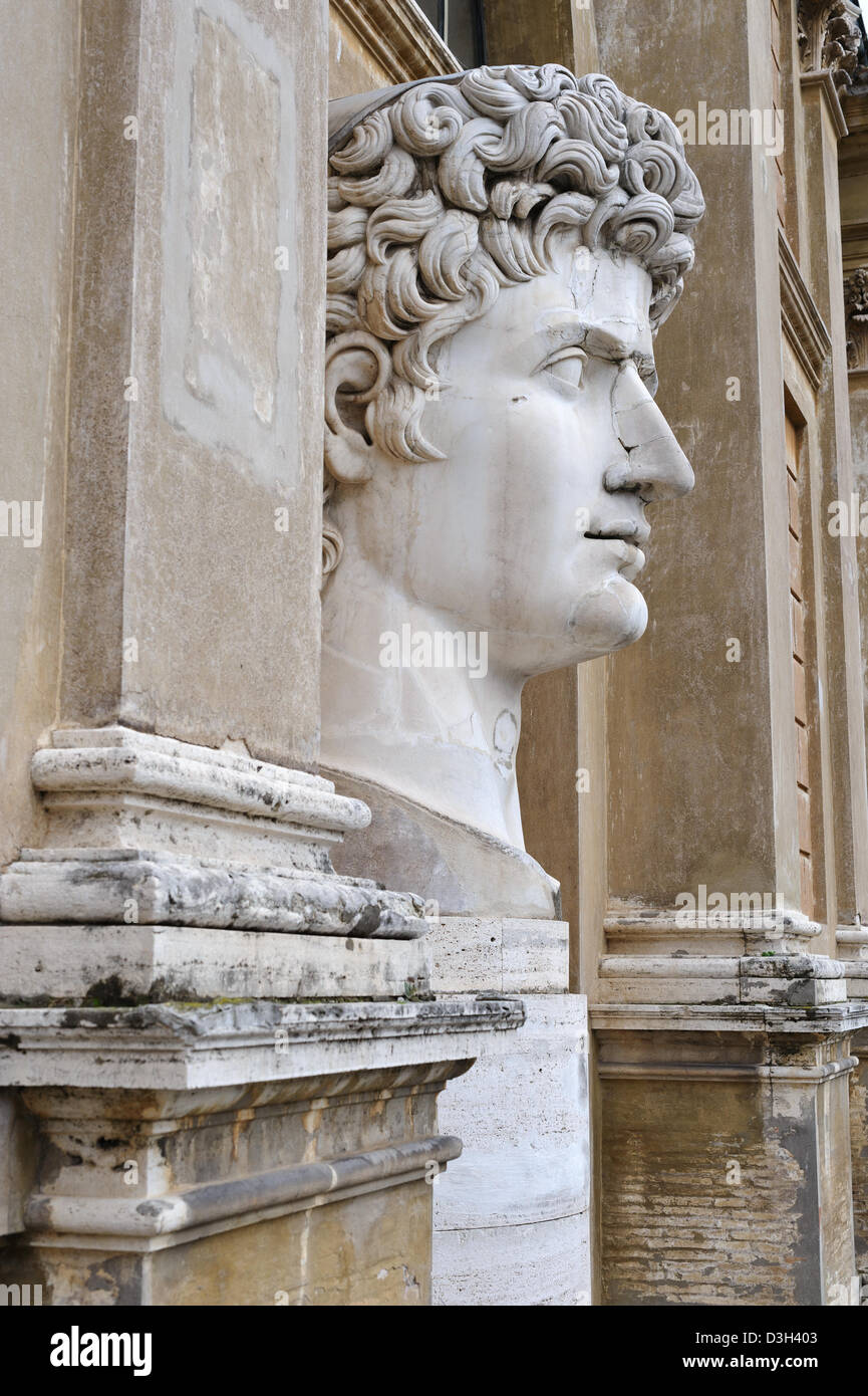 A huge marble statue / bust on display in an outside area of the Musei Vaticani / Vatican Museum in Rome, Italy. Stock Photo