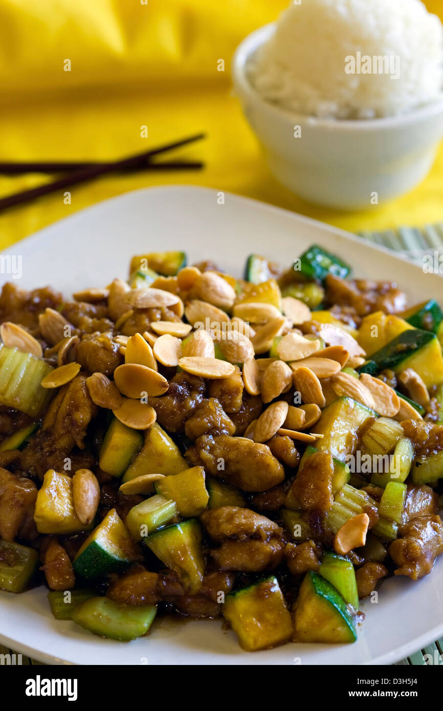 Almond Chicken Chinese food. Stock Photo