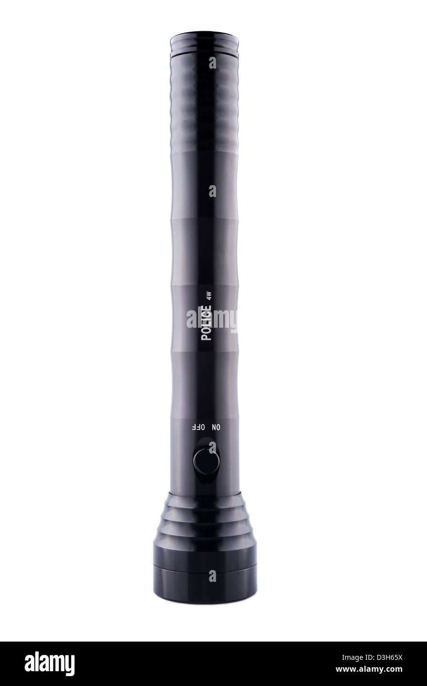 Police flashlight, isolated Stock Photo Alamy
