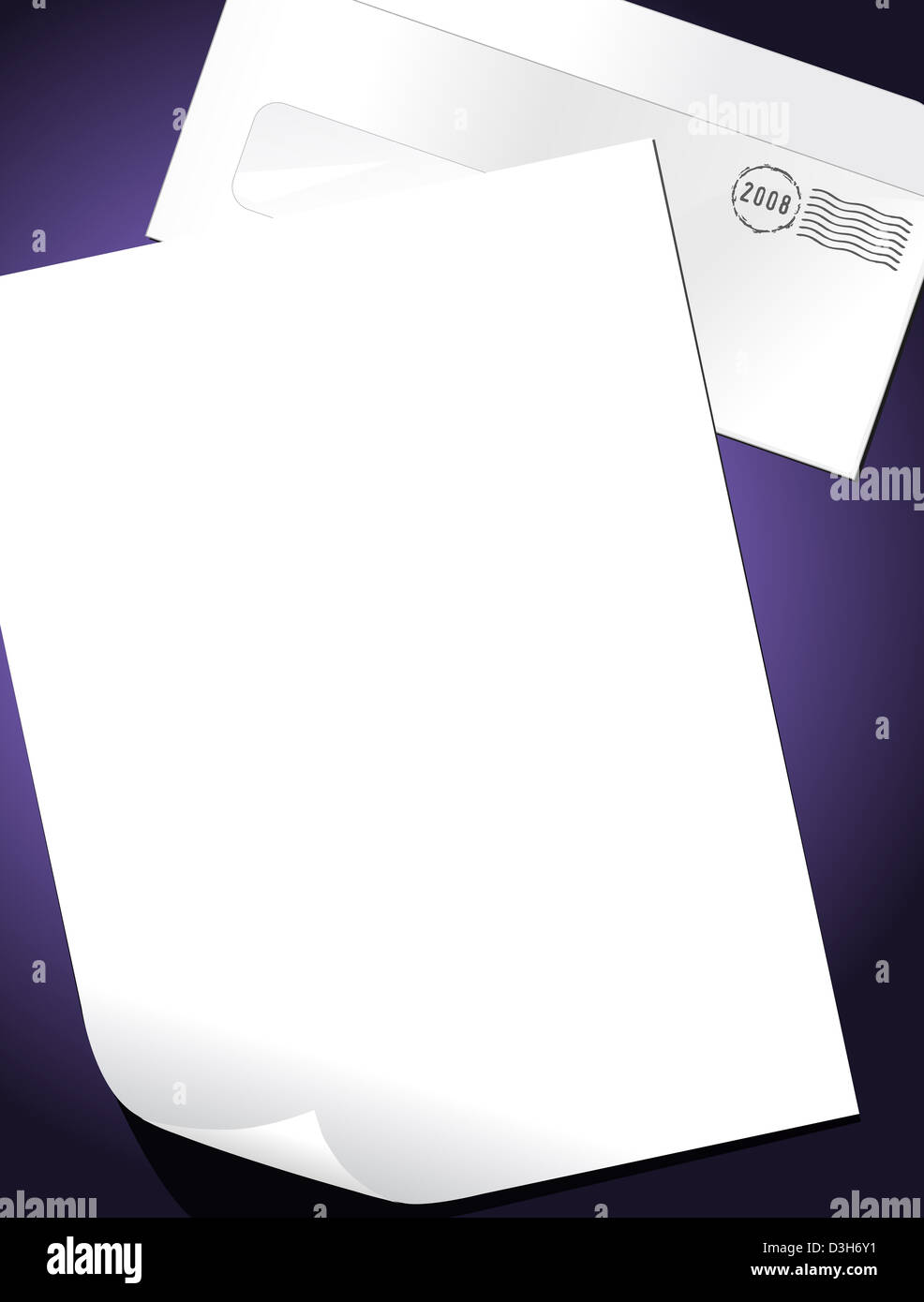 Background with an envelope and a blank paper Stock Photo - Alamy