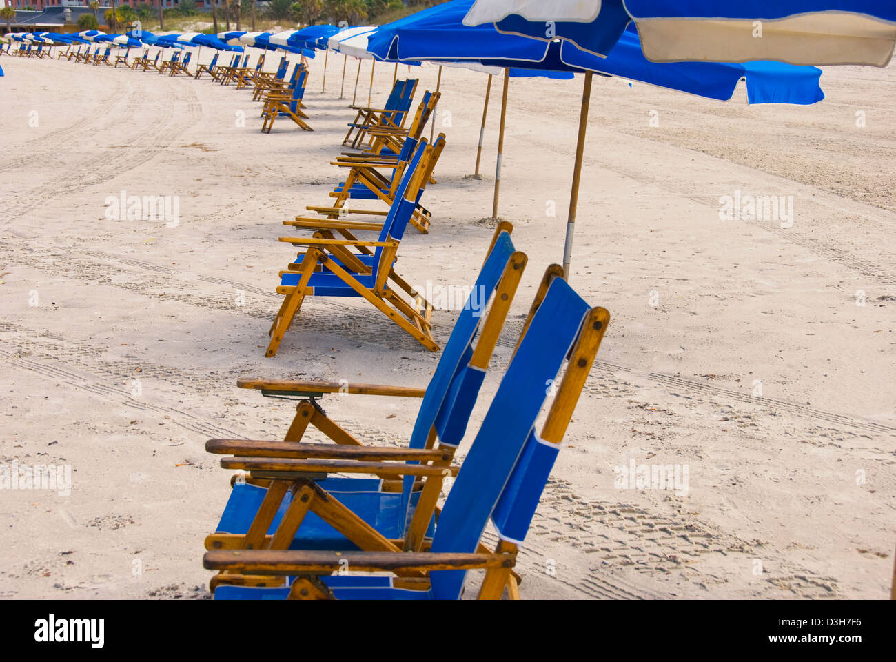 Row of empty beach chairs on Clearwater Beach, Clearwater Beach