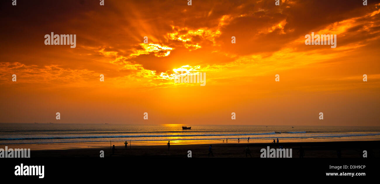 sun set over bangladesh beach cox's bazar Stock Photo