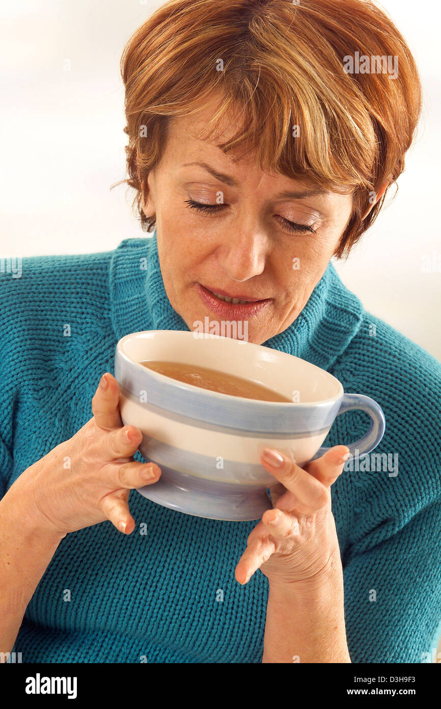 ELDERLY PERSON EATING SOUP Stock Photo Alamy