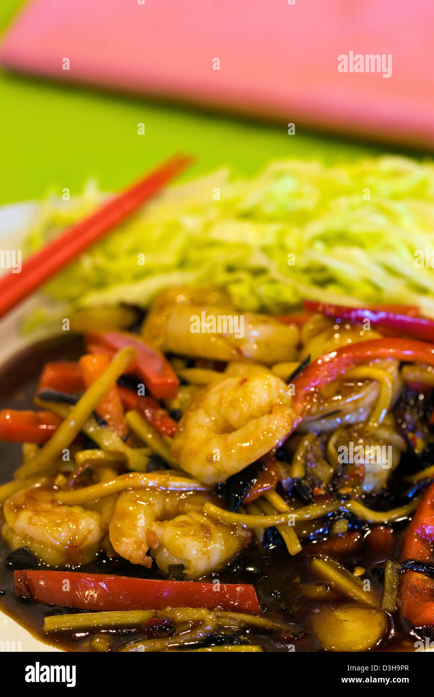 Szechuan Shrimp entree Chinese food. Stock Photo
