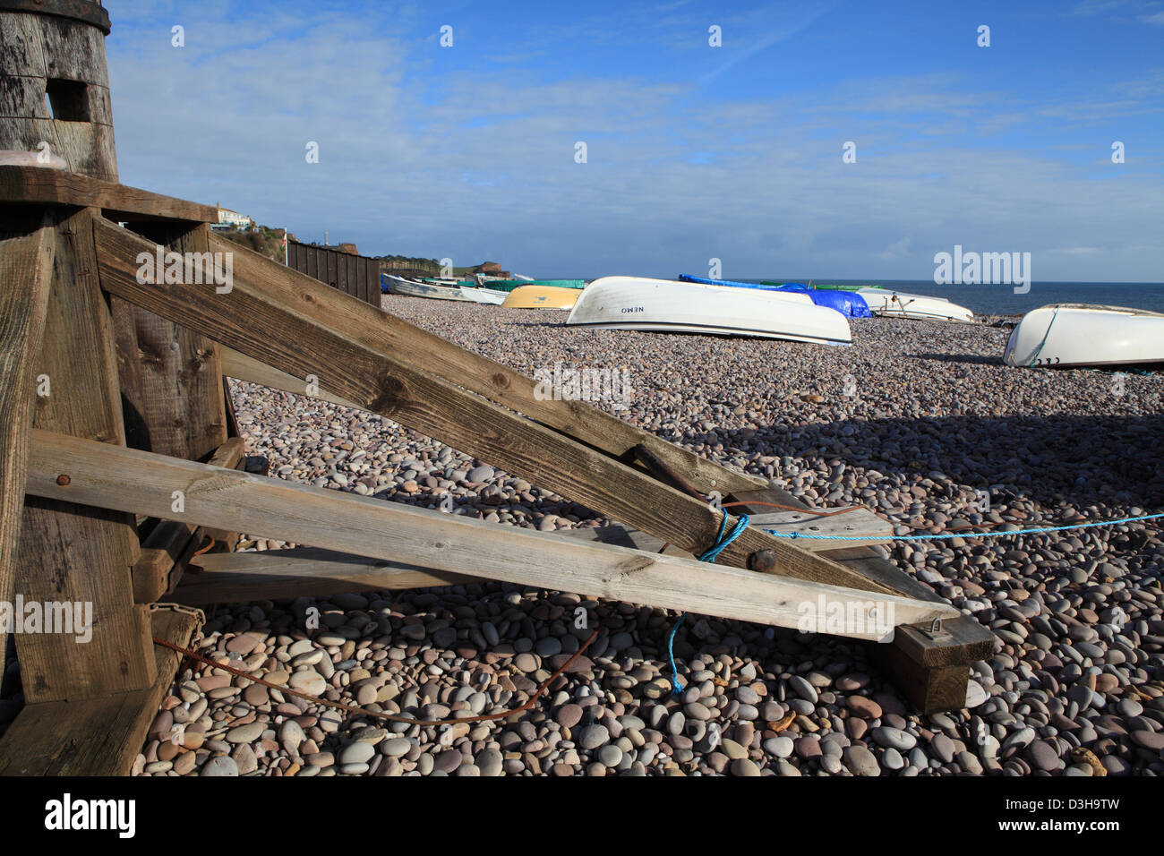 Budleigh Salterton seafront, looking towards mouth of river otter on