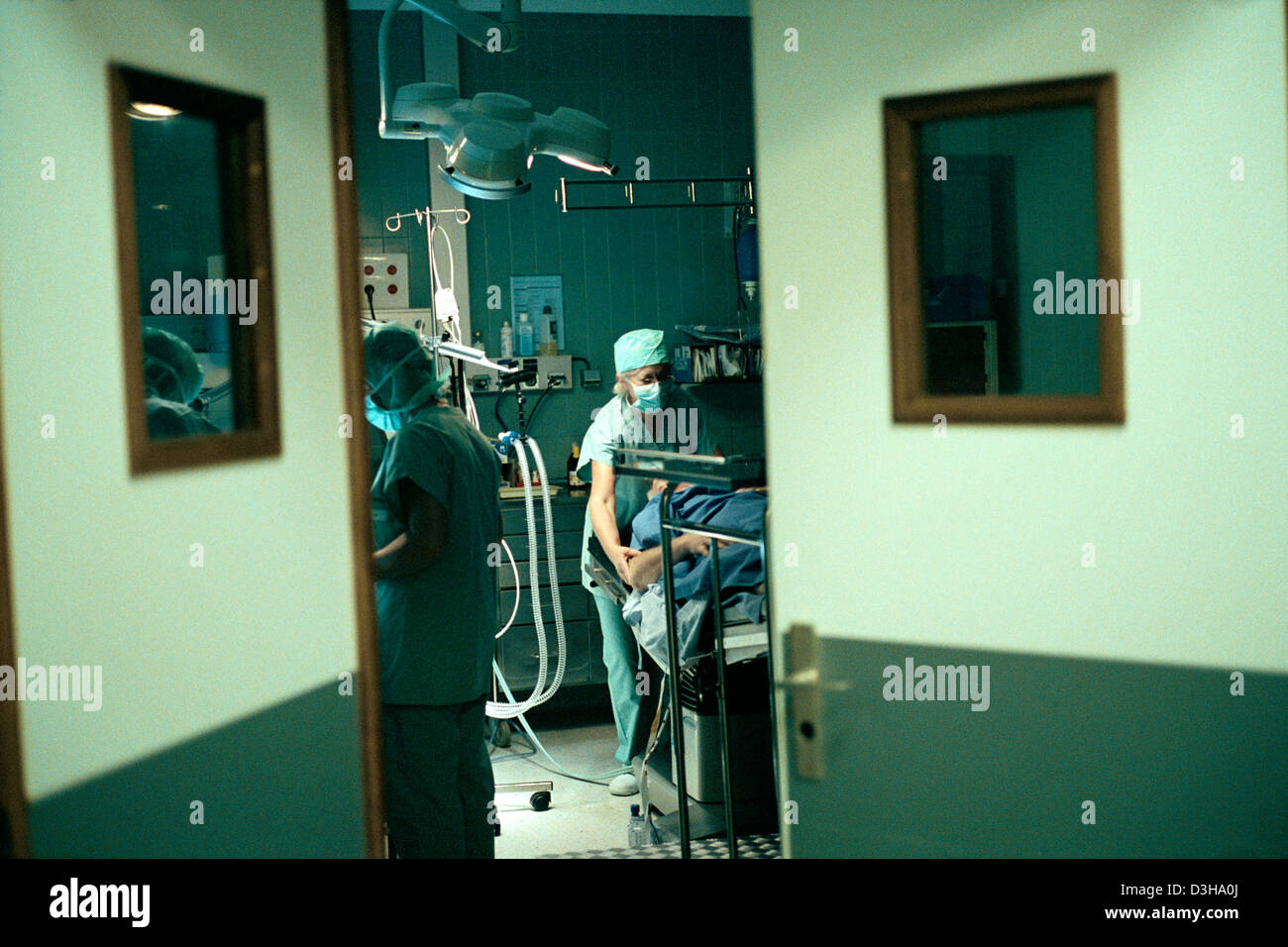 Surgical equipment laid out in an operating theatre hi-res stock ...