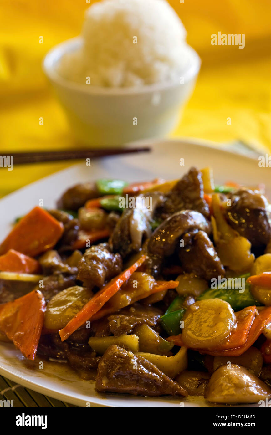 Triple Delight entree Chinese food. Stock Photo