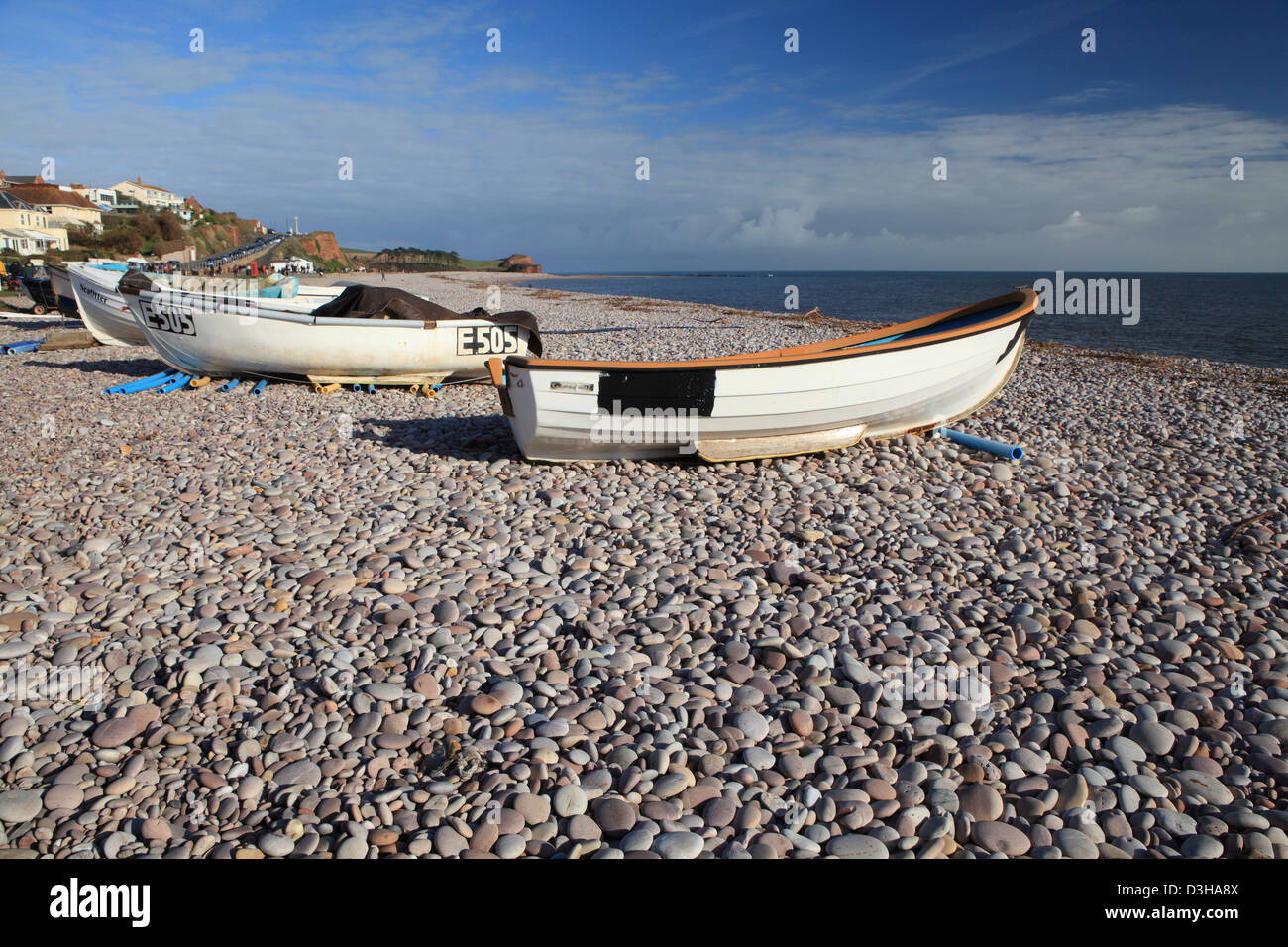 Budleigh Salterton seafront, looking towards mouth of river otter on